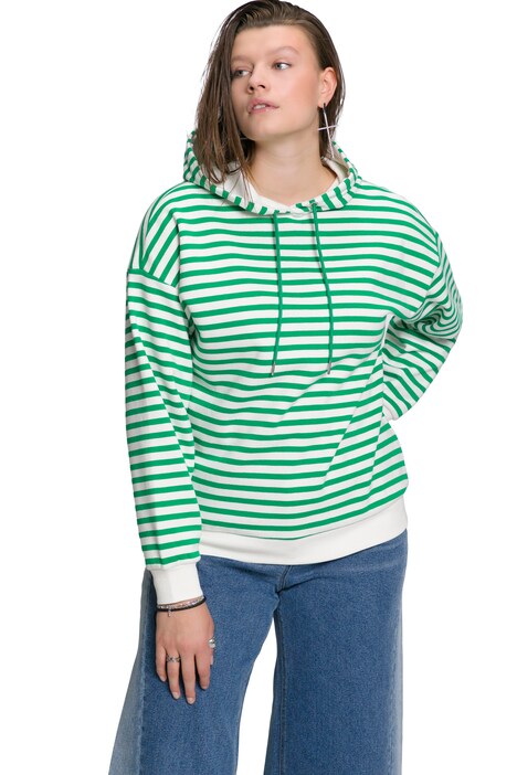 Mikina s kapucí, oversize, dlouhé rukávy, pruhy