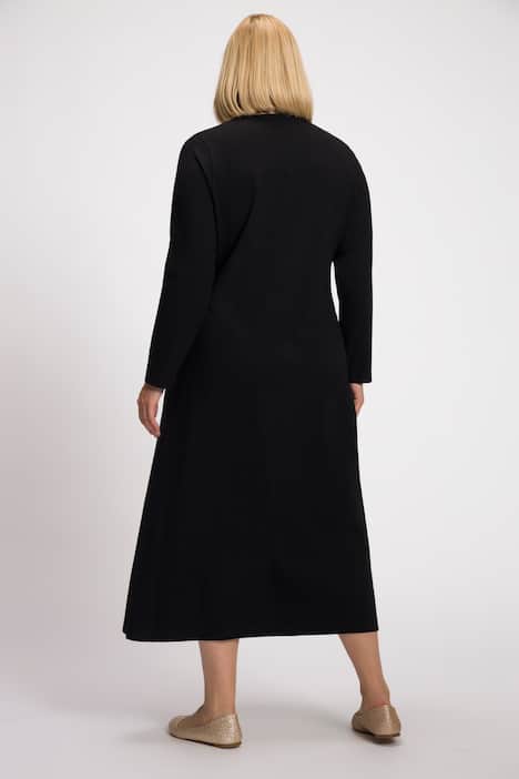 Jersey-Kleid, Midilänge, V-Ausschnitt, Langarm