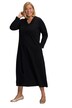 Žerzejové šaty, midi délka, výstřih do V, dlouhé rukávy