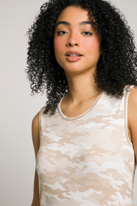 Yoga-Top, Camouflage, schmale Passform, Rundhals