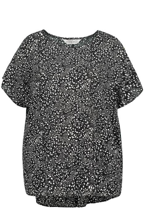 Halenkové tričko, oversize, puntíkový potisk, kulatý výstřih, krátké rukávy