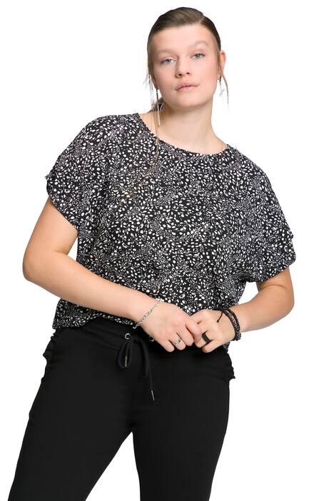 Halenkové tričko, oversize, puntíkový potisk, kulatý výstřih, krátké rukávy