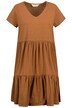 Žerzejové šaty, A střih, výstřih do V, krátké rukávy, volány