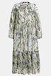 Maxikleid, A-Line, Rundhals, Langarm, Volant, Print