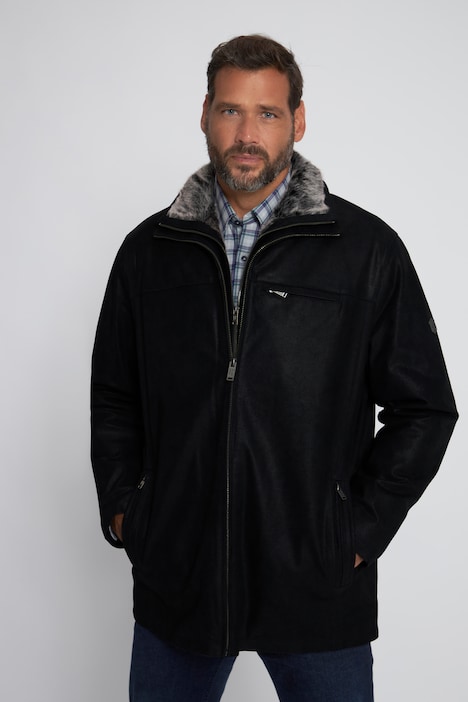 Leather jacket with quilted trims Black / Gray