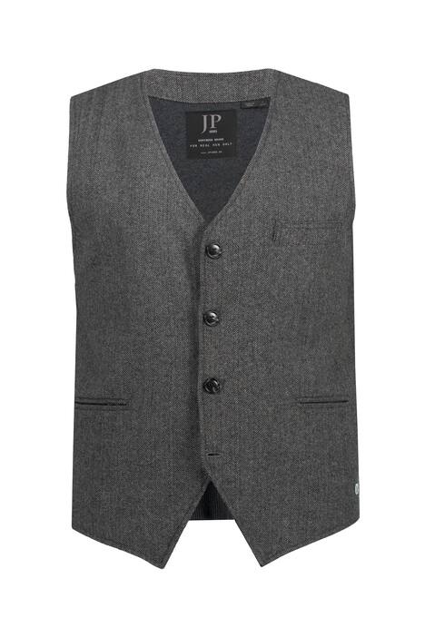 Vesta, tvídová, knoflíková léga, na zádech úplet