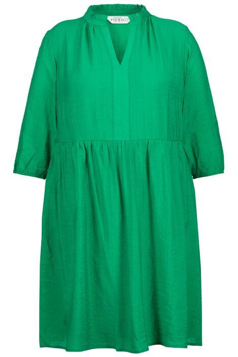 Midi šaty, A střih, výstřih do V, 3/4 rukávy, pruhovaná struktura