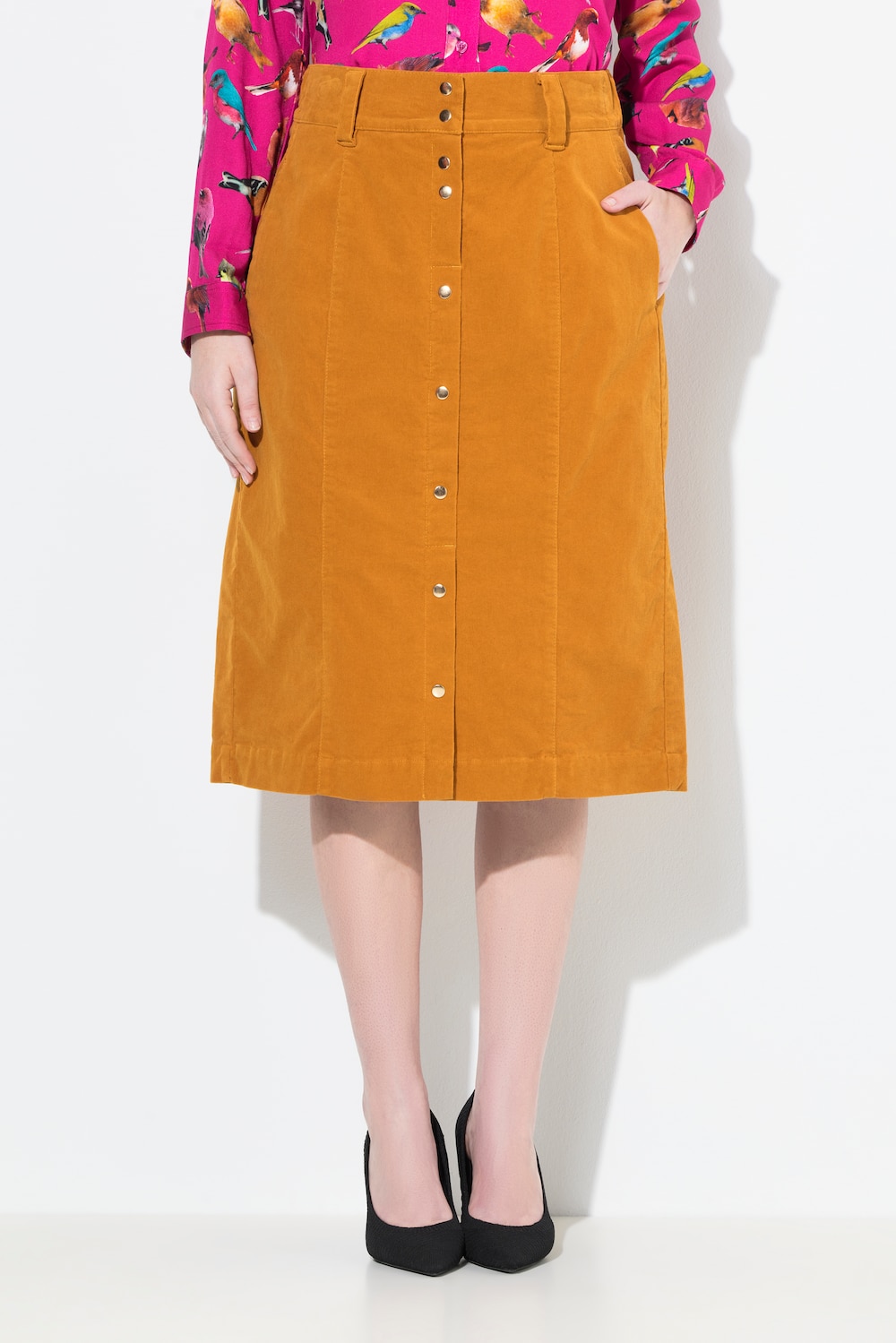 Große Größen Cordrock, Damen, orange, Größe: 48, Baumwolle, Ulla Popken