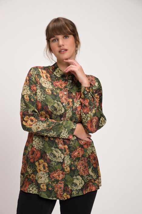 Tapestry Look Floral Print Button Front Blouse | all Blouses | Blouses