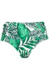 Bikiny kalhotky, květovaný potisk, boční řasení, vysoký pas
