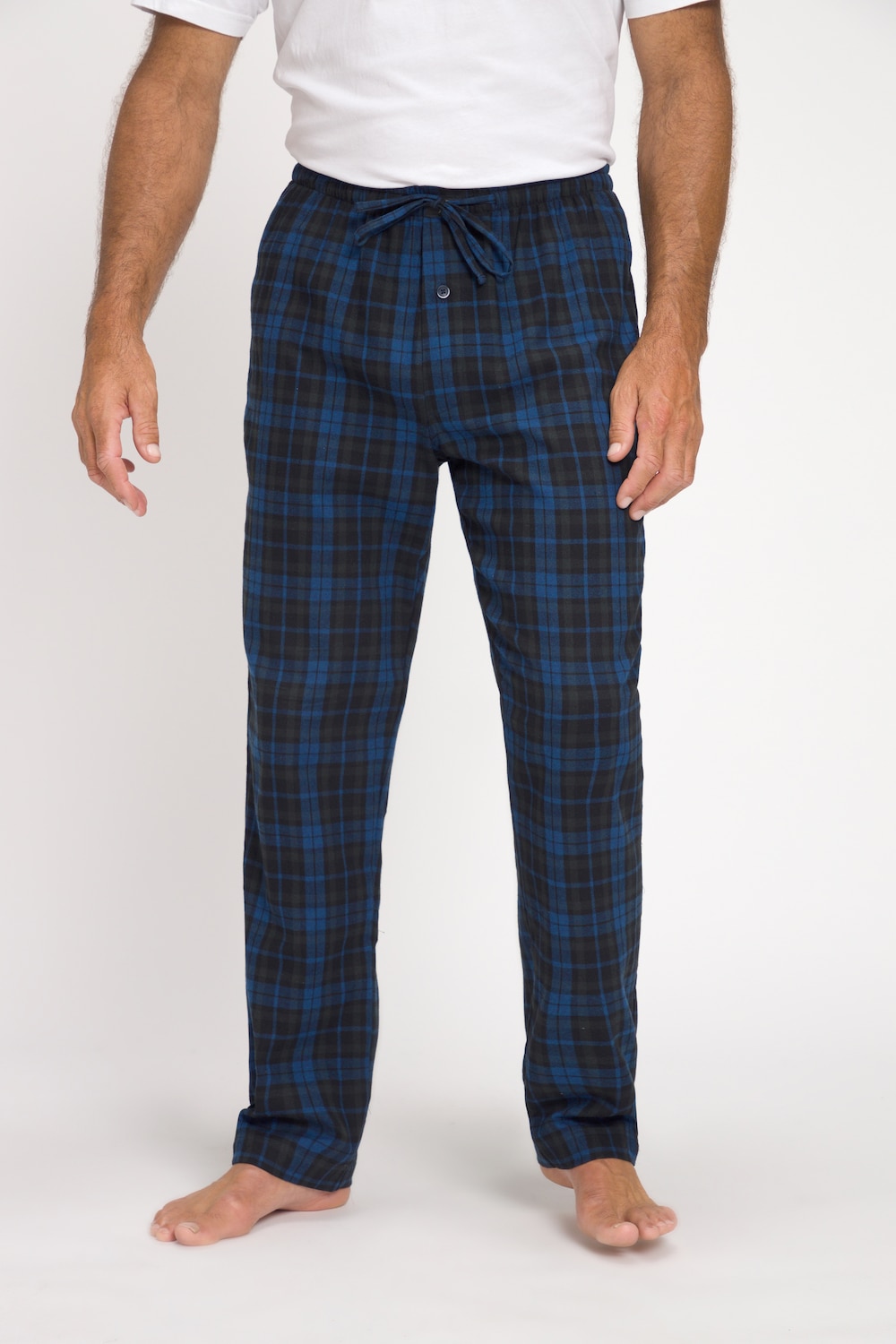 Grote Maten flanellen pyjamabroek, Heren, blauw, Maat: 4XL, Katoen, JP1880