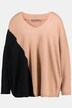 Pull, color block, oversized, col montant, manches longues