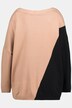 Pull, color block, oversized, col montant, manches longues