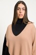 Pull, color block, oversized, col montant, manches longues