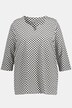 T-shirt w kratkę, tunikowy dekolt, rękaw 3/4