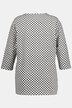 T-shirt w kratkę, tunikowy dekolt, rękaw 3/4
