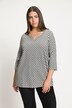 T-shirt w kratkę, tunikowy dekolt, rękaw 3/4