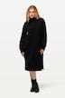 Sukienka z dzianiny, golf, szeroki prążkowany dół, długi rękaw