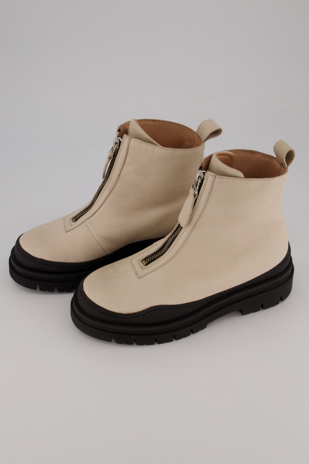 Grote Maten leren boots, Dames, beige, Maat: 41, Leer/Katoen, Ulla Popken