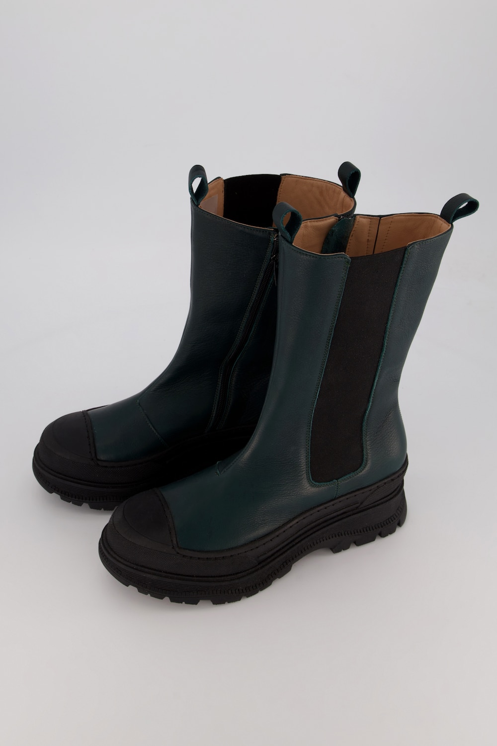 Grote Maten chelsea boots, Dames, turquoise, Maat: 38, Leer, Ulla Popken