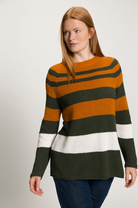 Eco Cotton Stripe Raglan Sleeve Sweater