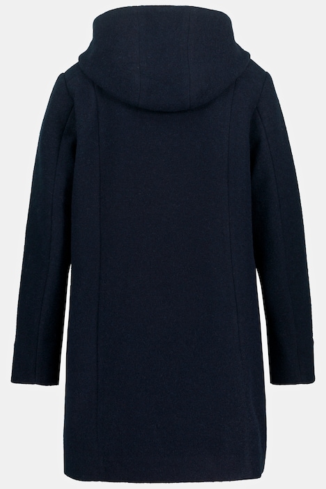 Hooded Wool Look Fully Lined Coat