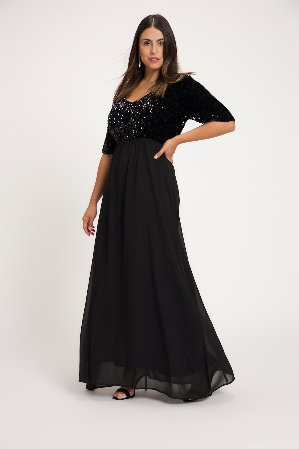 Grote Maten maxi jurk, Dames, zwart, Maat: 54, Polyester, Ulla Popken