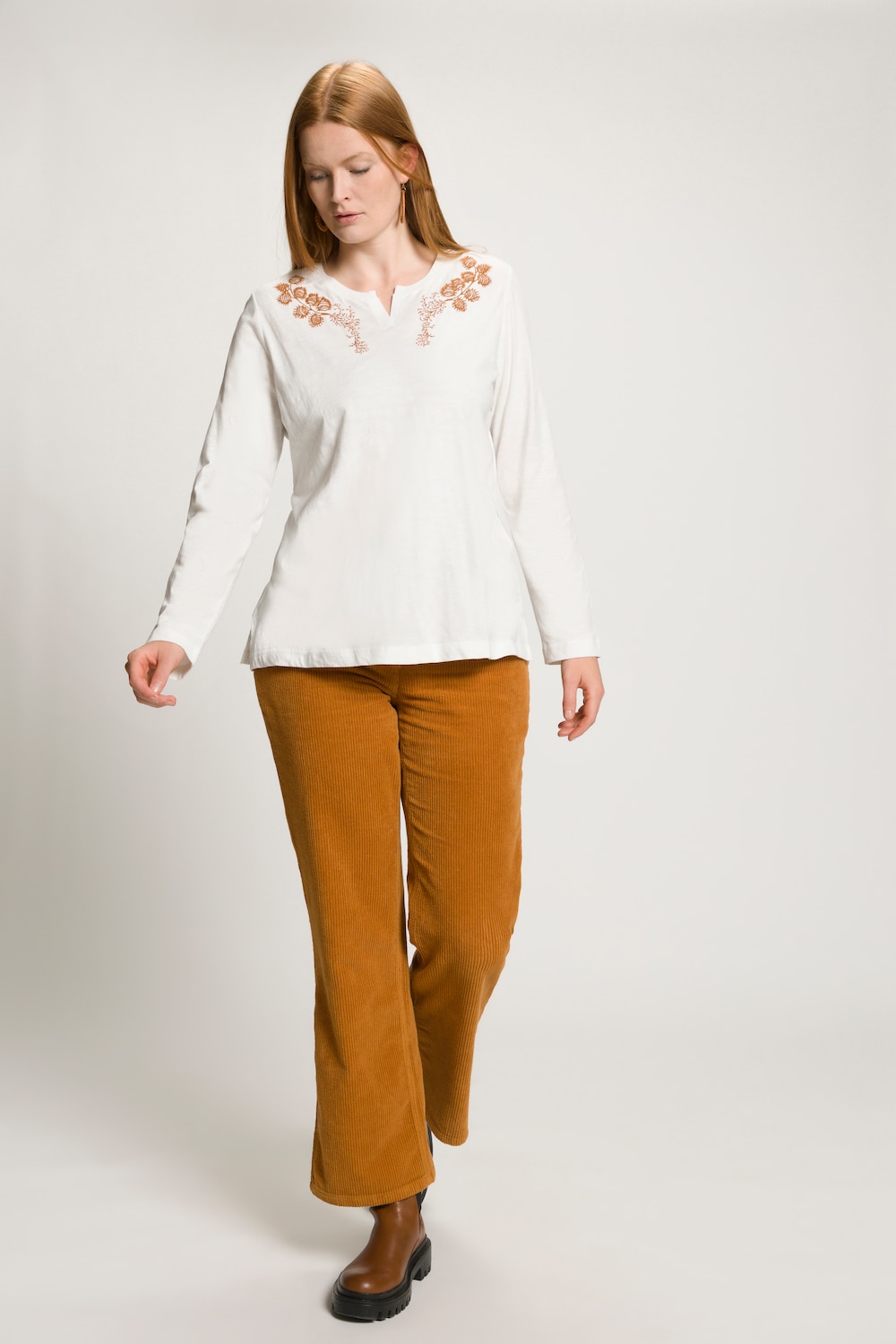 Grote Maten shirt, Dames, beige, Maat: 50/52, Katoen, Ulla Popken