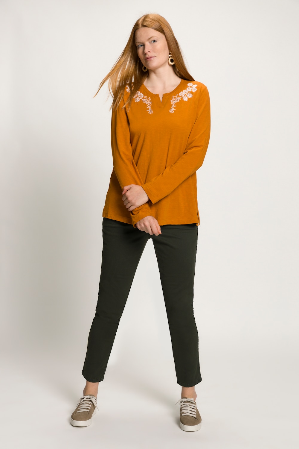 Grote Maten shirt, Dames, oranje, Maat: 50/52, Katoen, Ulla Popken