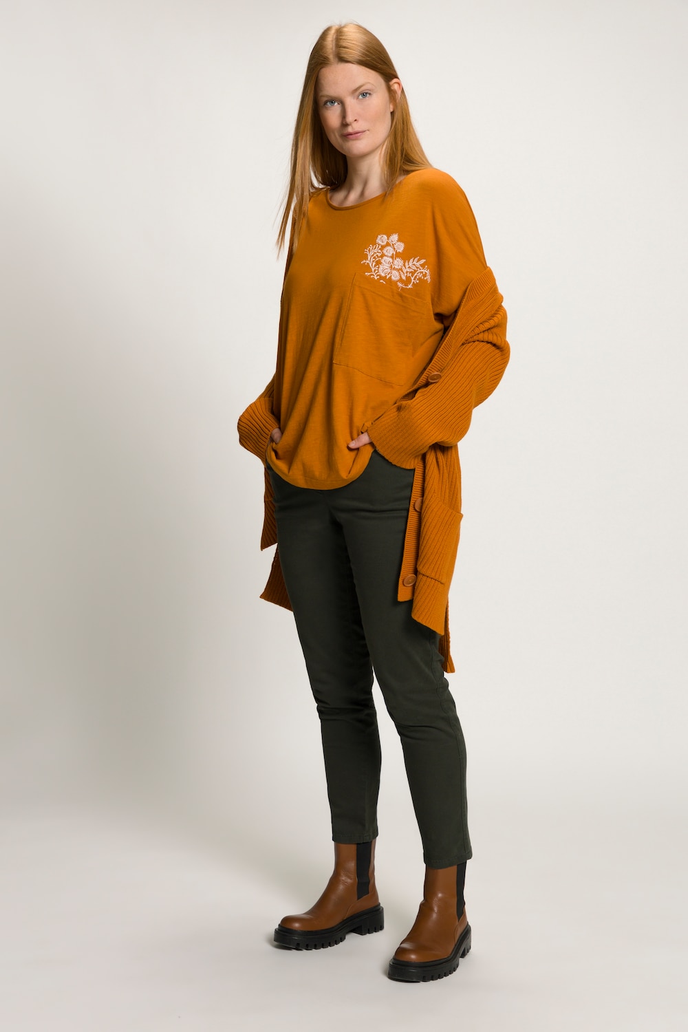 Grote Maten shirt, Dames, oranje, Maat: 50/52, Katoen, Ulla Popken