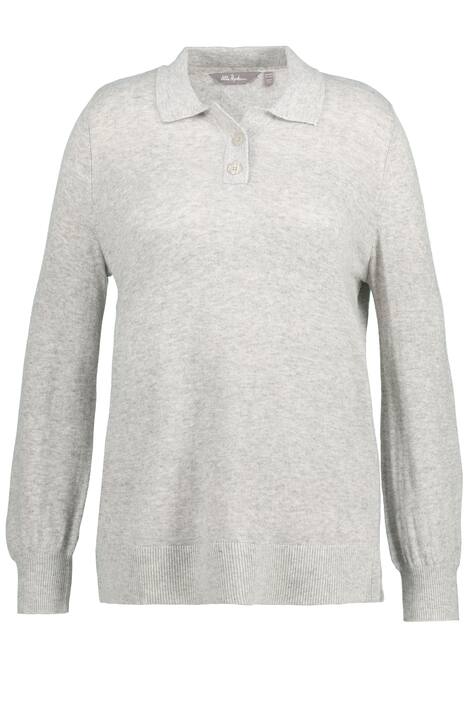 Svetr, melanž úplet, polo límeček, ozdobné knoflíky, dlouhé rukávy