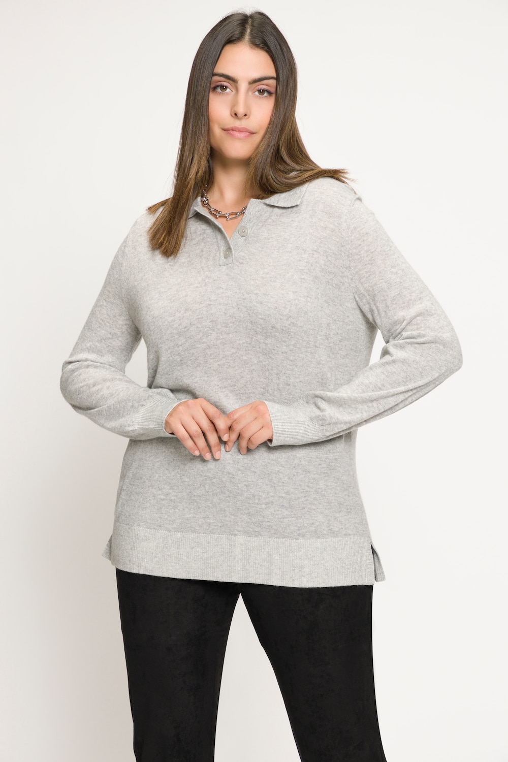 Grote Maten pullover, Dames, grijs, Maat: 46/48, Synthetische vezels, Ulla Popken