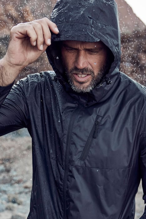 Regenjacke, wasserabweisend, Kapuze, Zipper, leichtes Mesh Futter
