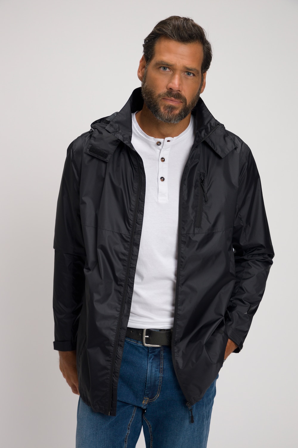 grandes tailles veste imperméable, hommes, noir, taille: 5xl, polyester, jp1880