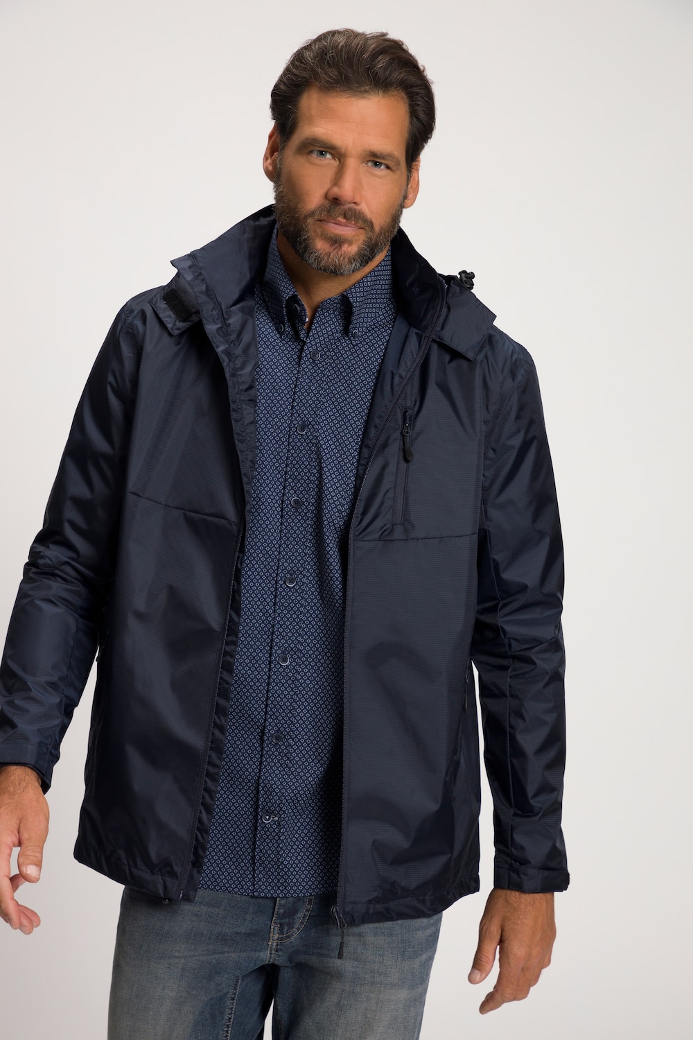 grandes tailles veste imperméable, hommes, bleu, taille: 6xl, polyester, jp1880