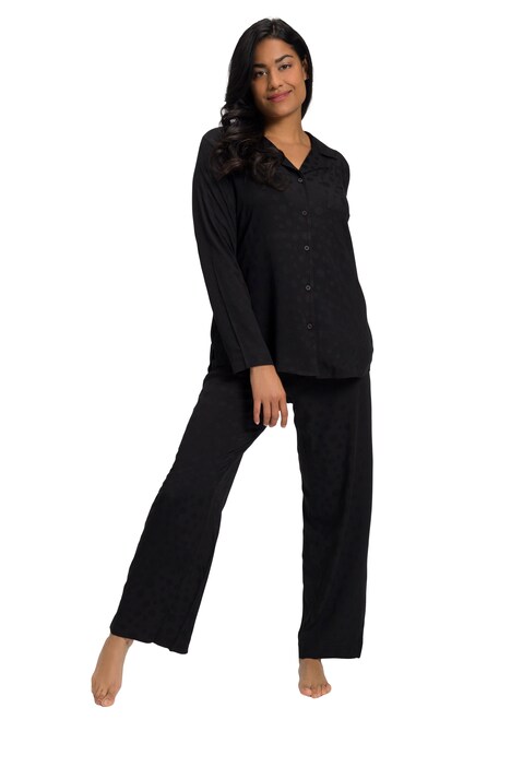 Pyžamo, puntíky, klopový límec, dlouhé rukávy