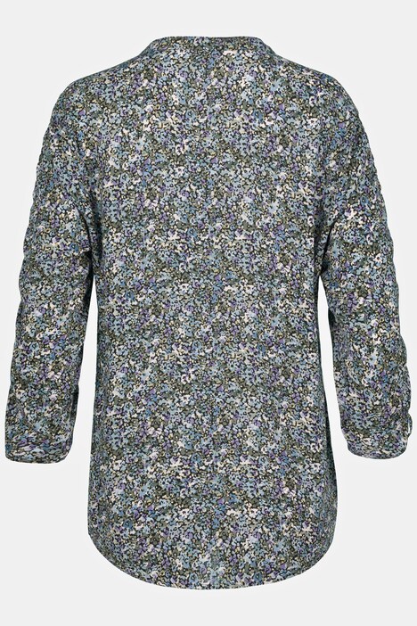 Bluse, Blütenmuster, Tunnelzug, Stehkragen, Langarm, hochwertige Viskose