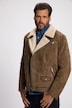 Veste en cuir, modèle style motard, cuir de porc, col à fourrure tissée