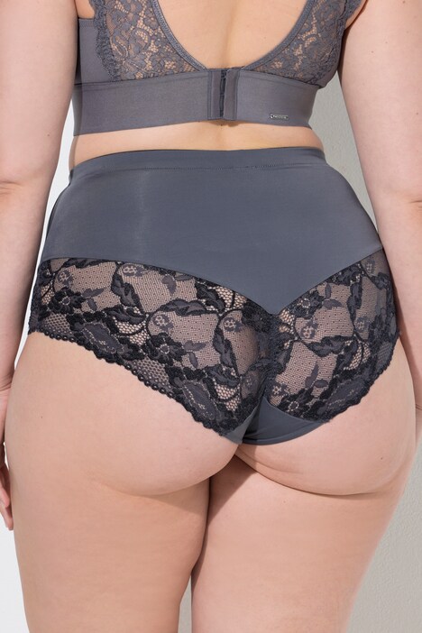 Culotte midi, dentelle transparente, doublée à l'arrière