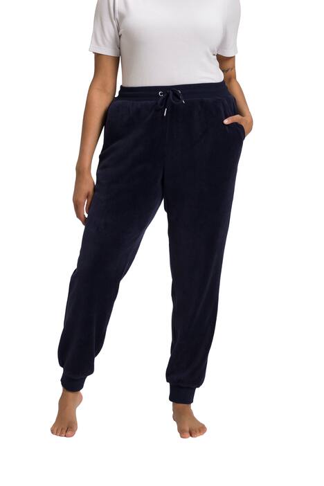 Domácí kalhoty, plyš, elastický pas, vázací stuha