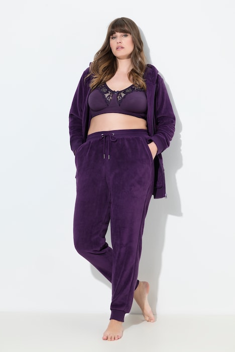 Homewear-Hose, Plüsch, Elastikbund, Bindeband