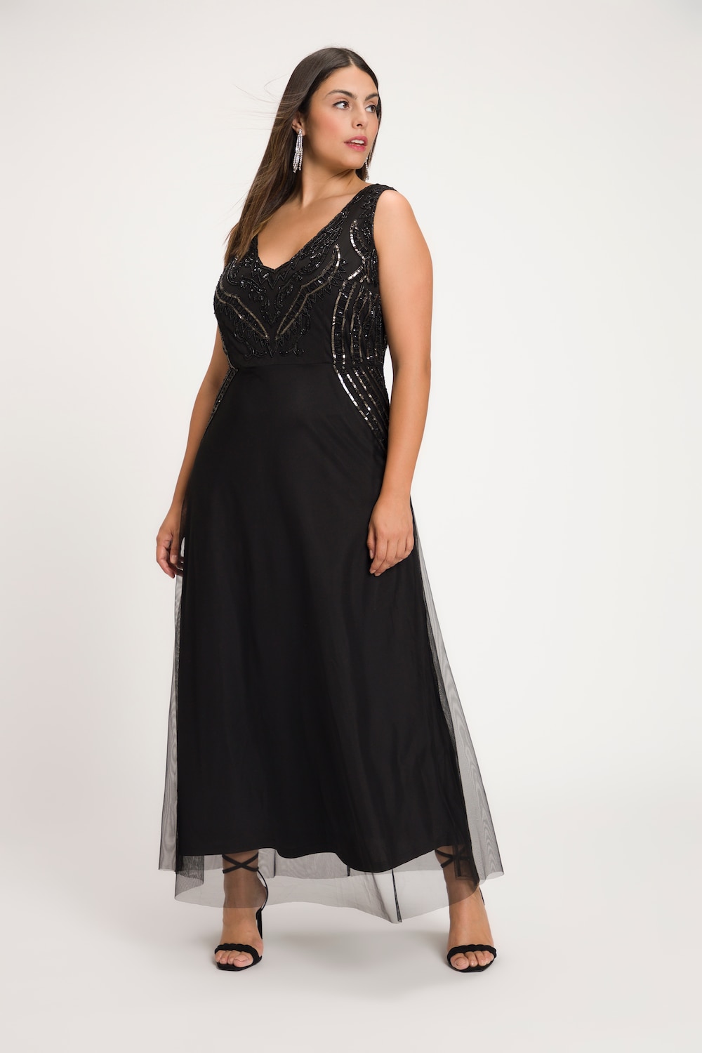 Große Größen Maxikleid, Damen, schwarz, Größe: 56, Polyester, Ulla Popken