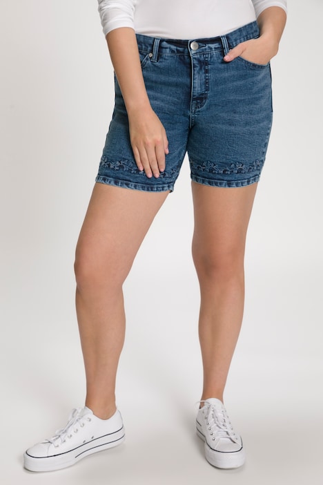 Jeans-Shorts, Stickerei, 5-Pocket-Schnitt