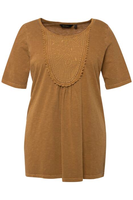 Tričko, výšivka, A střih, kulatý výstřih, krátké rukávy