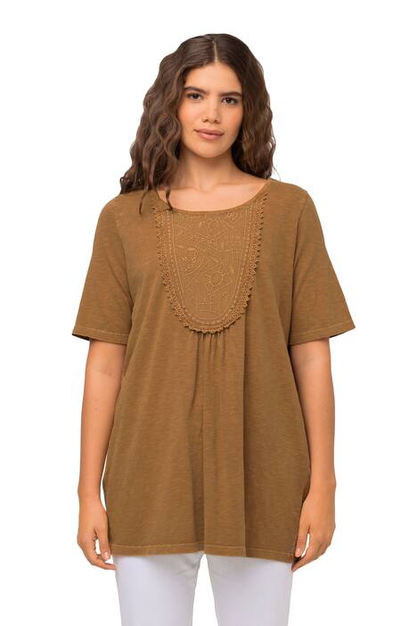 Tričko, výšivka, A střih, kulatý výstřih, krátké rukávy