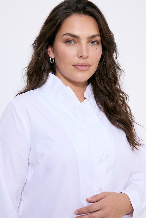 Halenka, límeček s volány, výstřih do V, dlouhé rukávy, volánové manžety