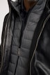 Chaqueta de cuero, cuero, piel napa de cordero, aplicación de pespunte, cremallera