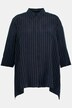 Glitter Pinstripe Button Front Swing Hem Cupro Blouse