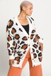 cardigan, oversized, color luipaarddessin, V-hals, lange mouwen