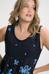 Kleid, florales Muster, A-Linie, Rundhals, ärmellos
